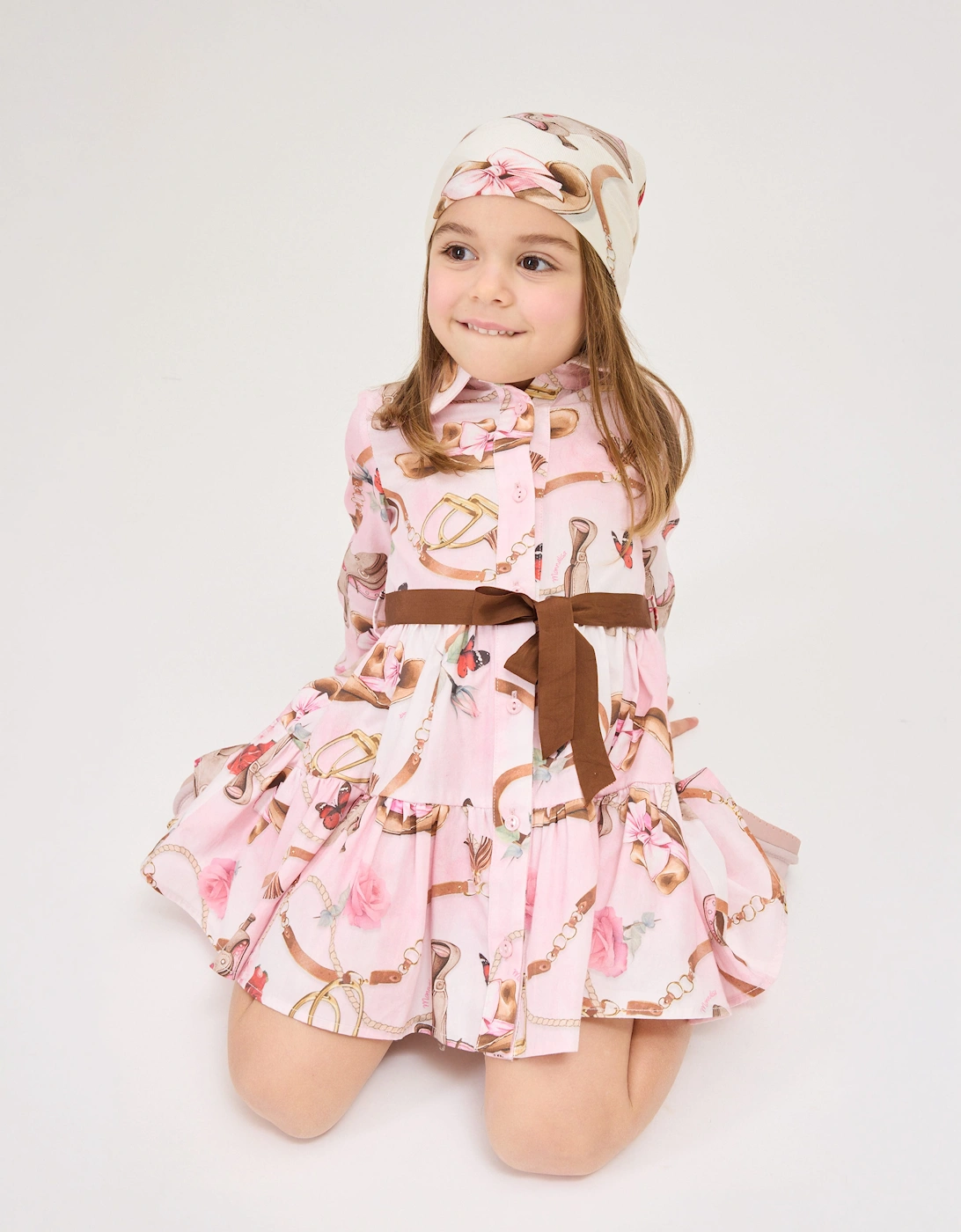 Monnalisa Girls Equestrian Levantina Dress in Pink