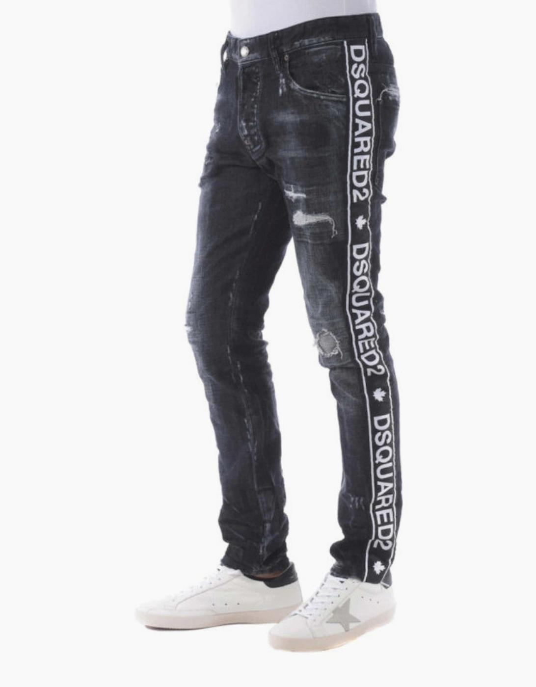 Dsquared2 Skater Jean Taped Hem Black Denim Pants