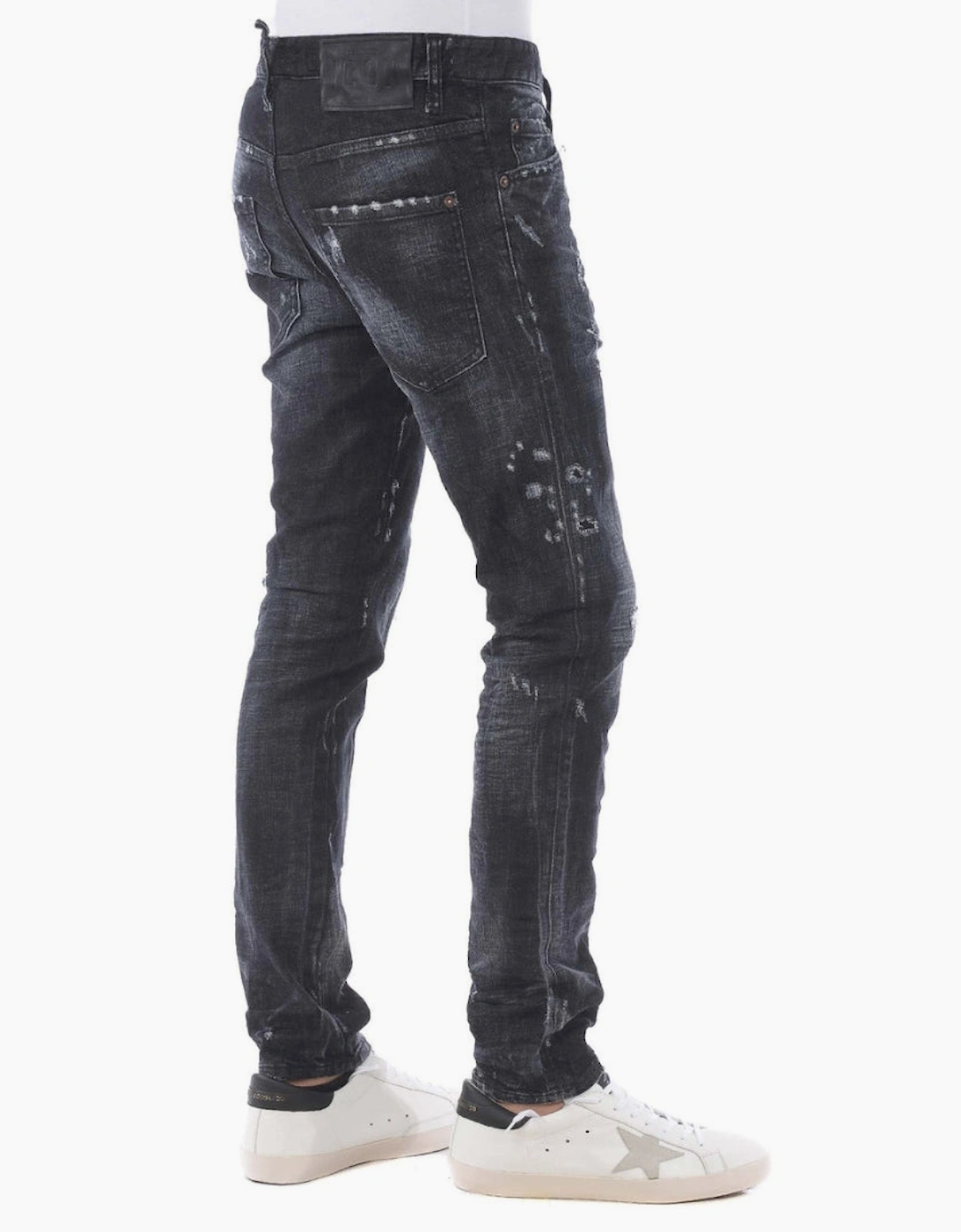 Dsquared2 Skater Jean Taped Hem Black Denim Pants