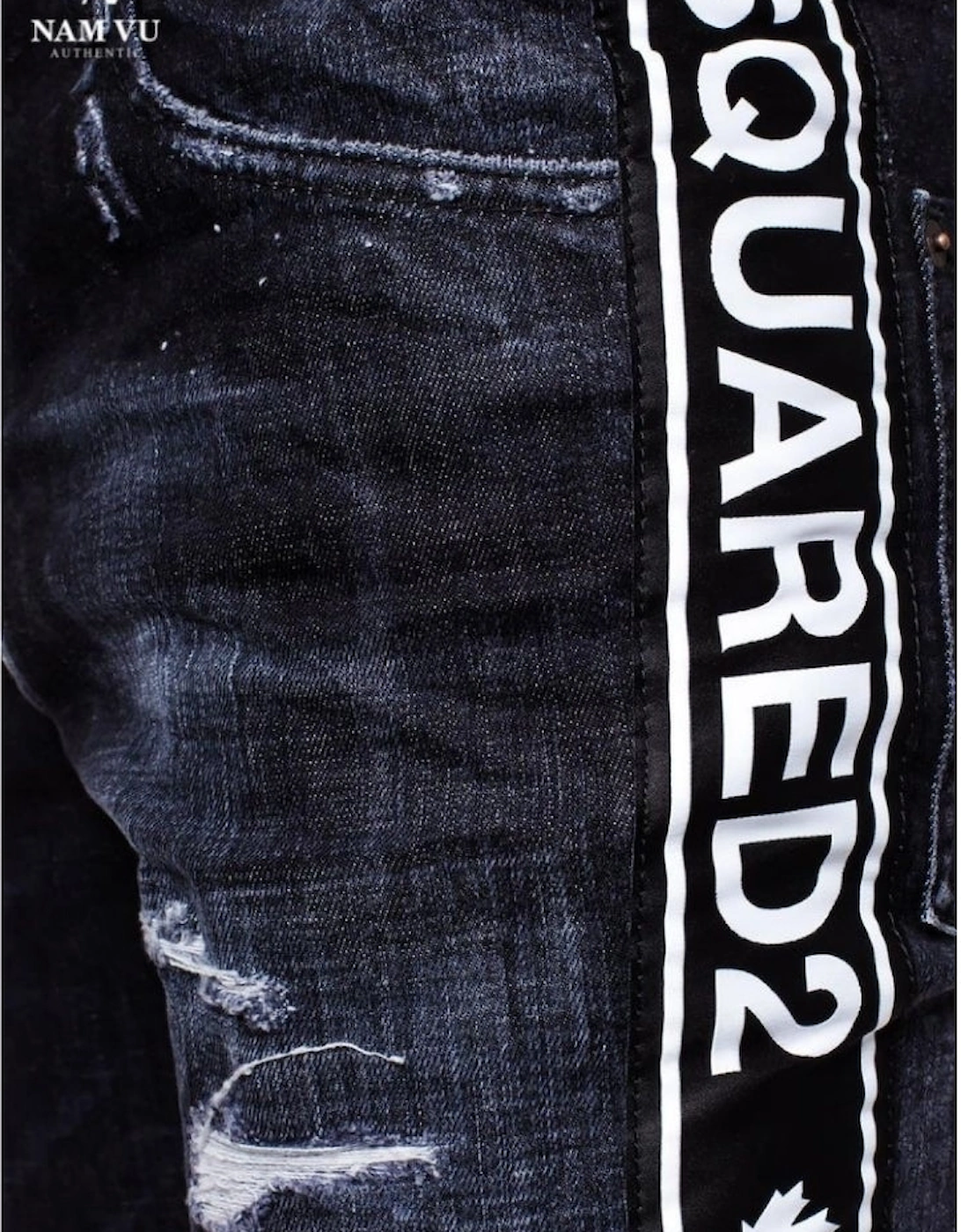 Dsquared2 Skater Jean Taped Hem Black Denim Pants