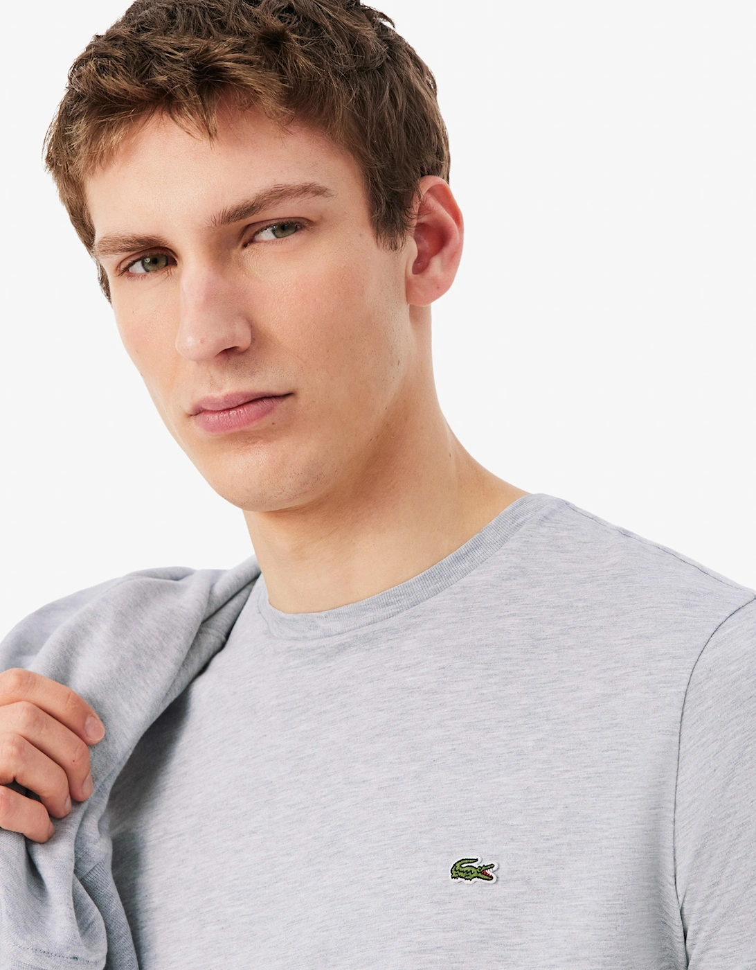 Lacoste Mens Crew Neck Pima Cotton Jersey T-Shirt - Silver Chine CCA
