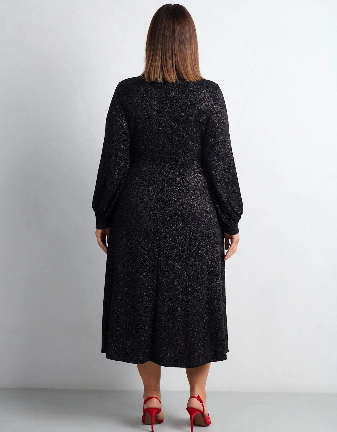 Black Jersey Sparkle Wrap Dress