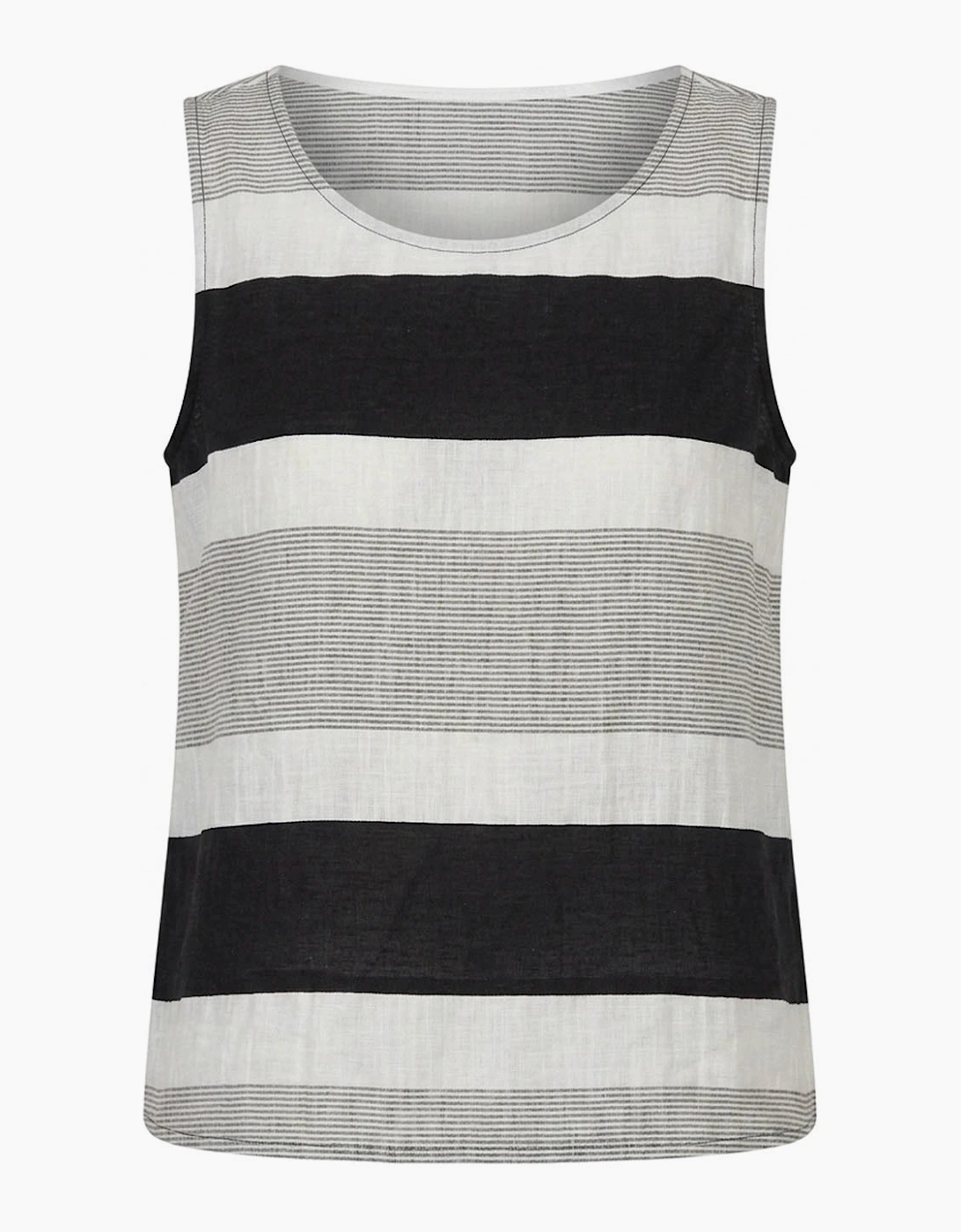 Striped Linen Blend Sleeveless Button-Back Top