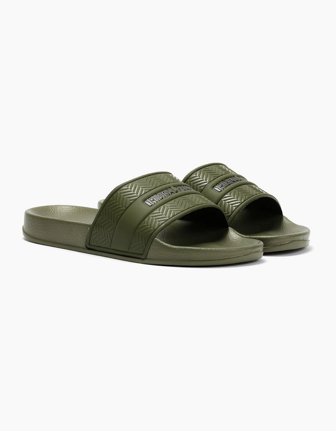 Penguin Paradise Men's Khaki Slides, 9 of 8