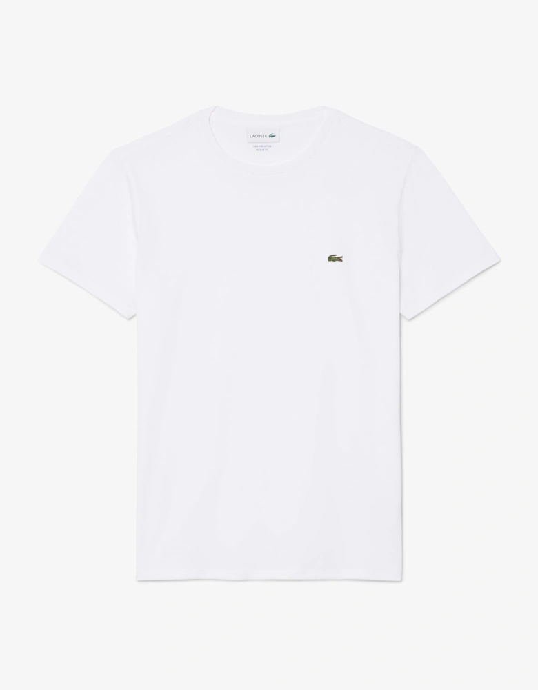 Lacoste Mens Crew Neck Pima Cotton Jersey T-Shirt - White 001