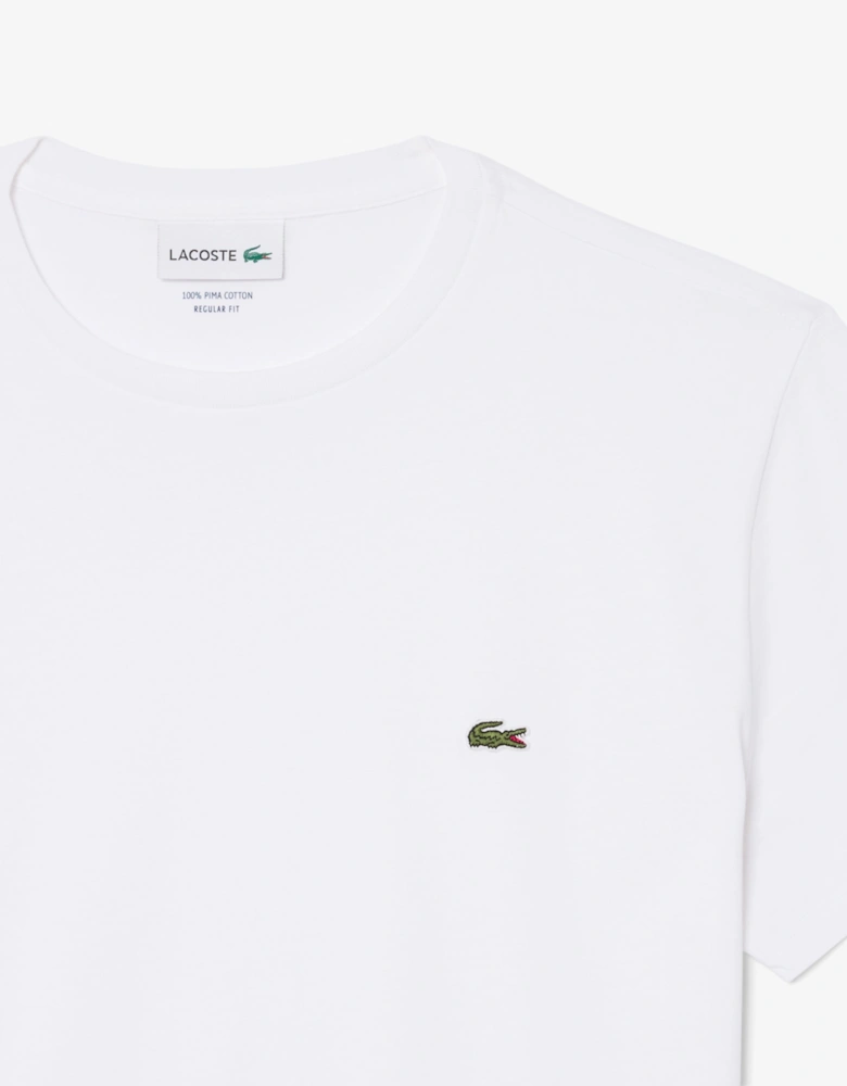 Lacoste Mens Crew Neck Pima Cotton Jersey T-Shirt - White 001