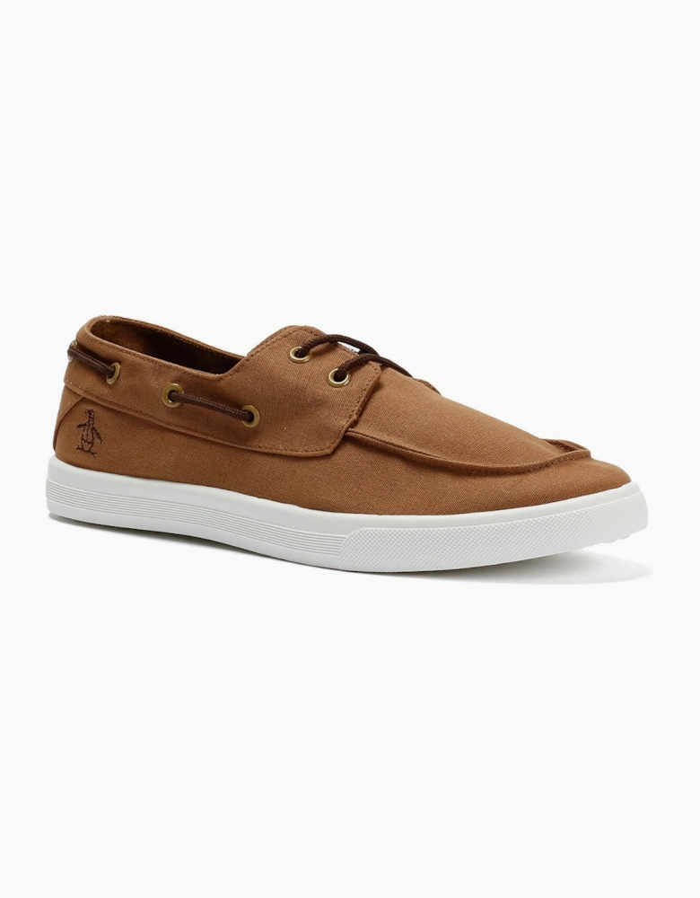 Penguin Sailor Canvas Men's Tan Lace-Up Shoes