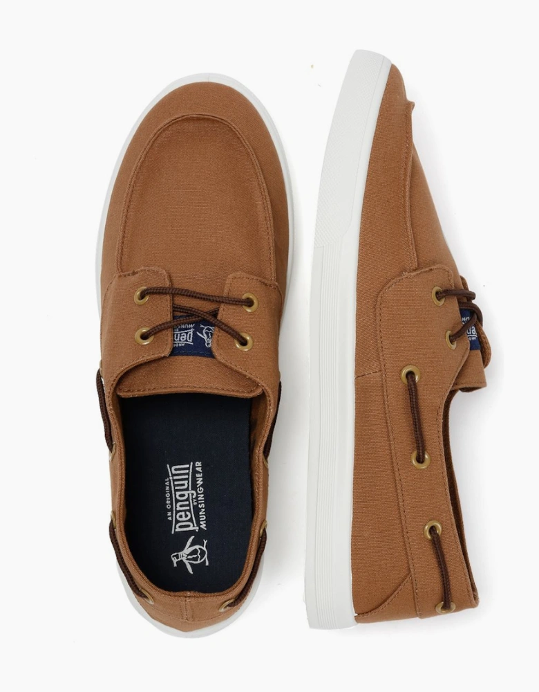 Penguin Sailor Canvas Men's Tan Lace-Up Shoes