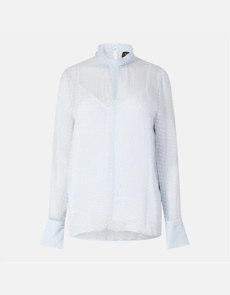 High Neck Relaxed Fit Long Sleeve Blouse