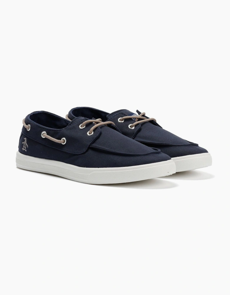 Penguin Sailor Canvas Men's Navy Lace-Up Shoes