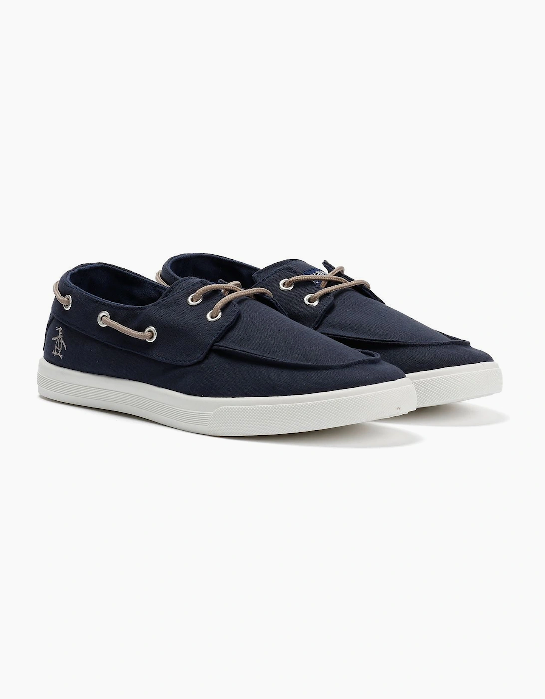 Penguin Sailor Canvas Men's Navy Lace-Up Shoes, 9 of 8