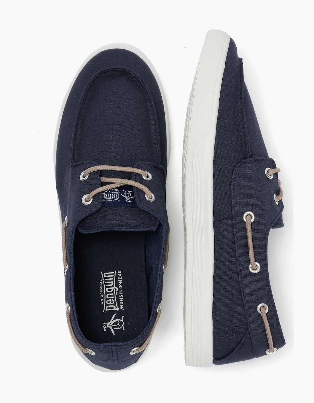 Penguin Sailor Canvas Men's Navy Lace-Up Shoes