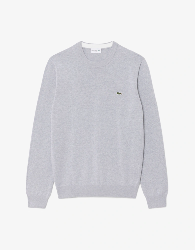 Lacoste Mens Organic Cotton Crew Neck Sweater - Silver Chine CCA