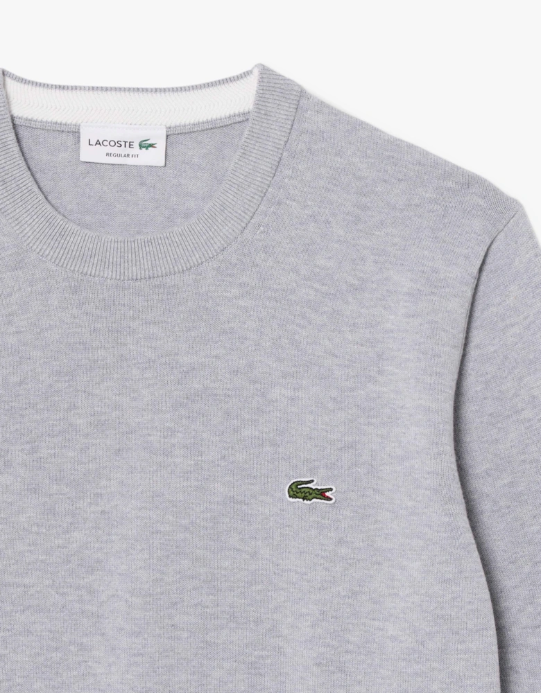 Lacoste Mens Organic Cotton Crew Neck Sweater - Silver Chine CCA