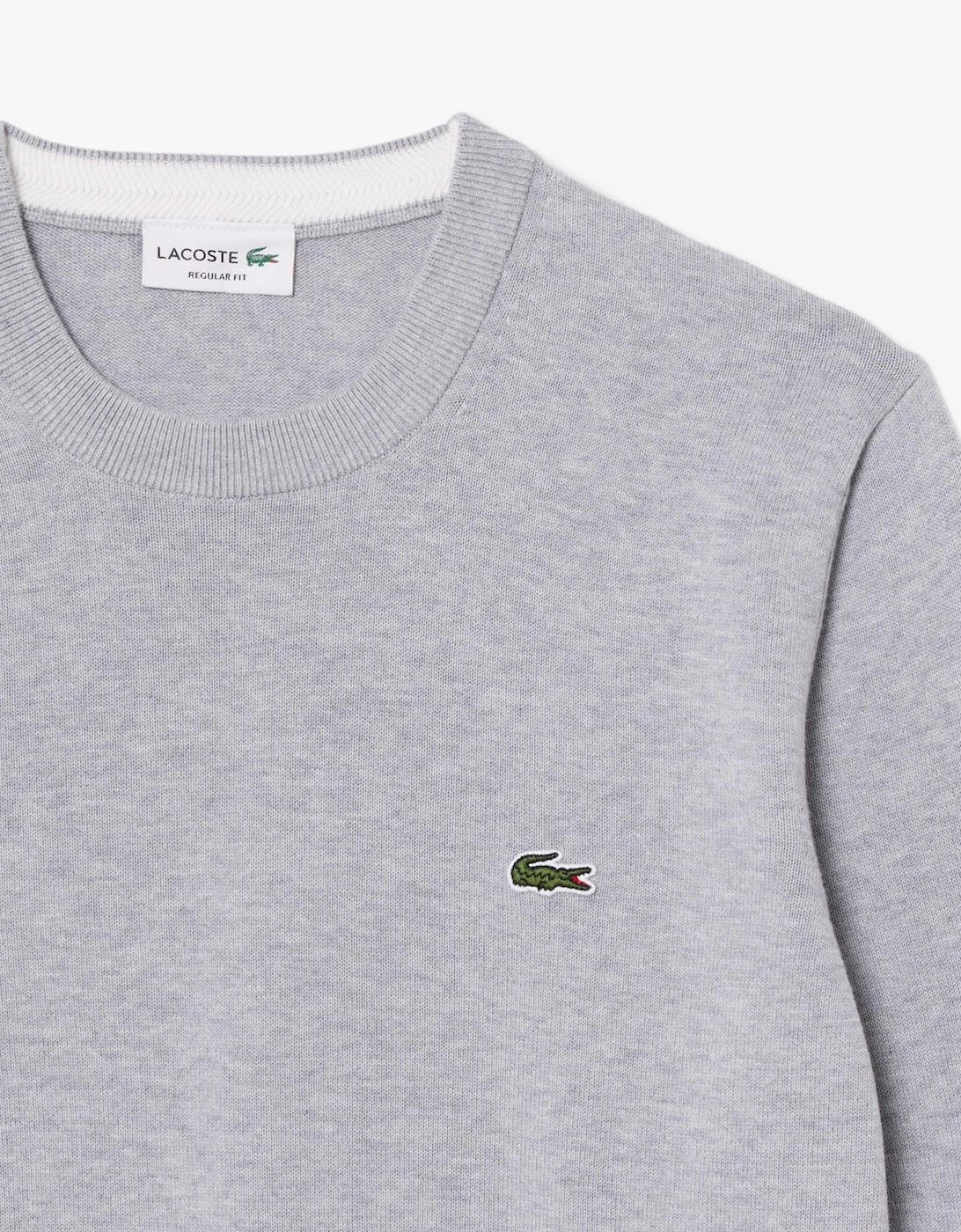Lacoste Mens Organic Cotton Crew Neck Sweater - Silver Chine CCA