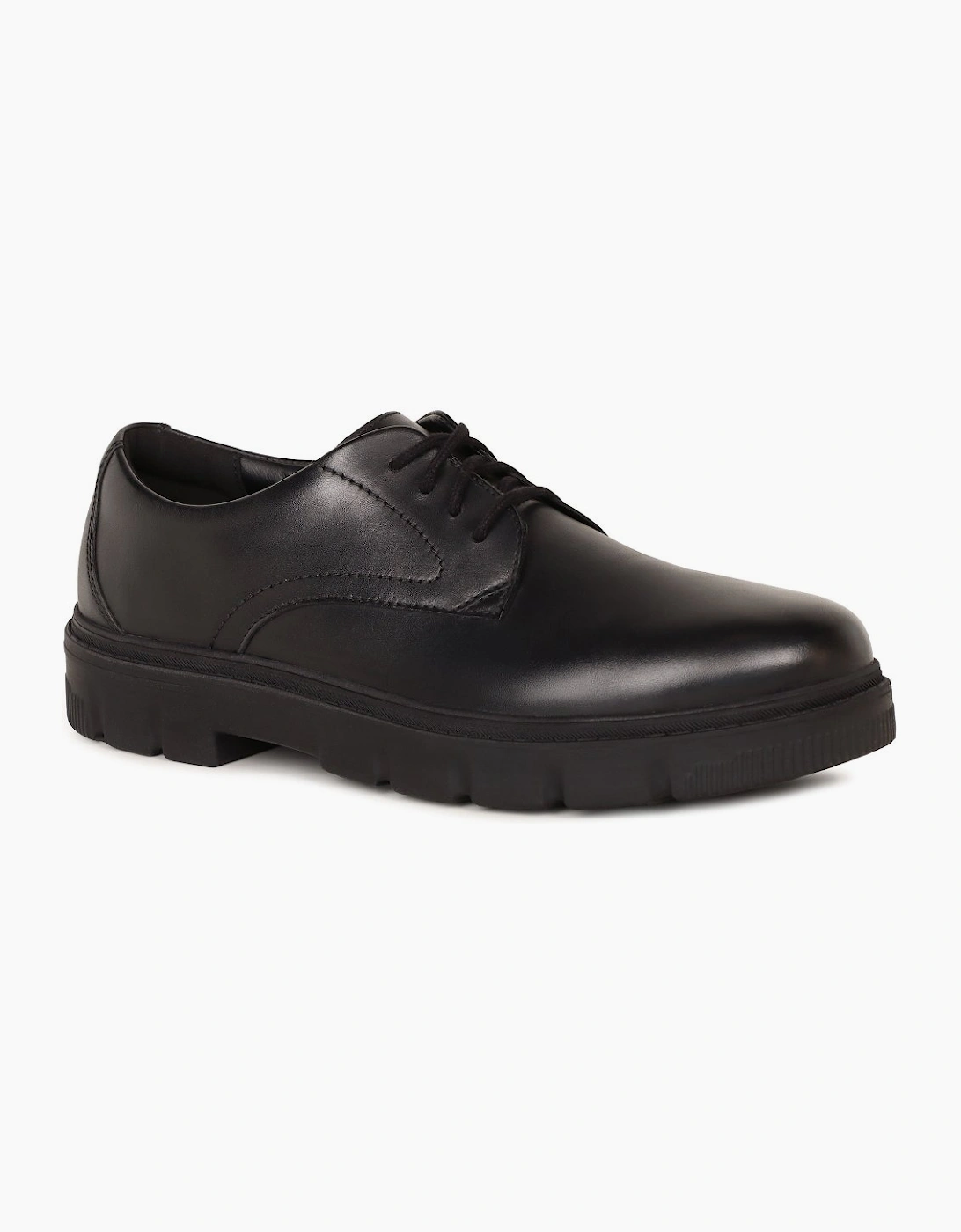 Clarks Boys Black  Lorcam Walk Y Senior School Shoes - Size F (Standard)/4 (Older) Kids