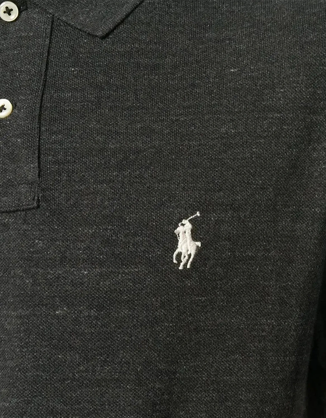 RALPH LAUREN MENS CUSTOM SLIM FIT MESH POLO SHIRT BLACK MARL HEATHER