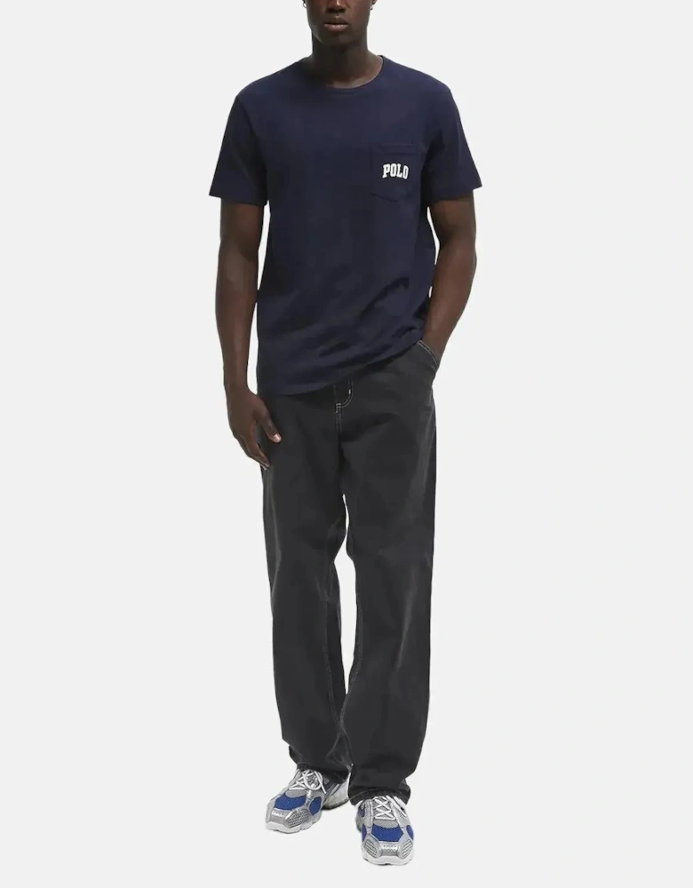 RALPH LAUREN MENS CUSTOM SLIM FIT POLO BEAR POCKET T-SHIRT NEWPORT NAVY