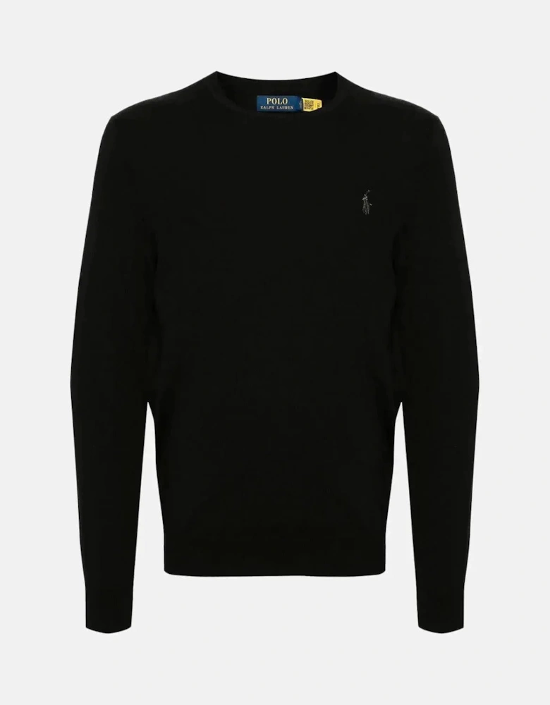 RALPH LAUREN SLIM FIT WASHABLE WOOL CREWNECK JUMPER BLACK