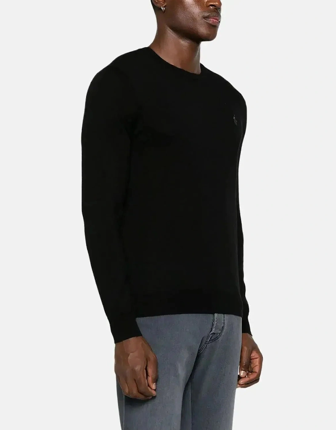 RALPH LAUREN SLIM FIT WASHABLE WOOL CREWNECK JUMPER BLACK