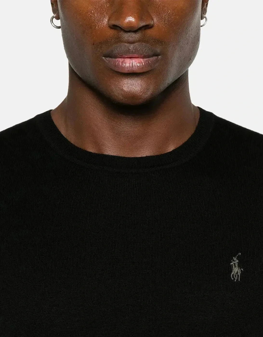 RALPH LAUREN SLIM FIT WASHABLE WOOL CREWNECK JUMPER BLACK