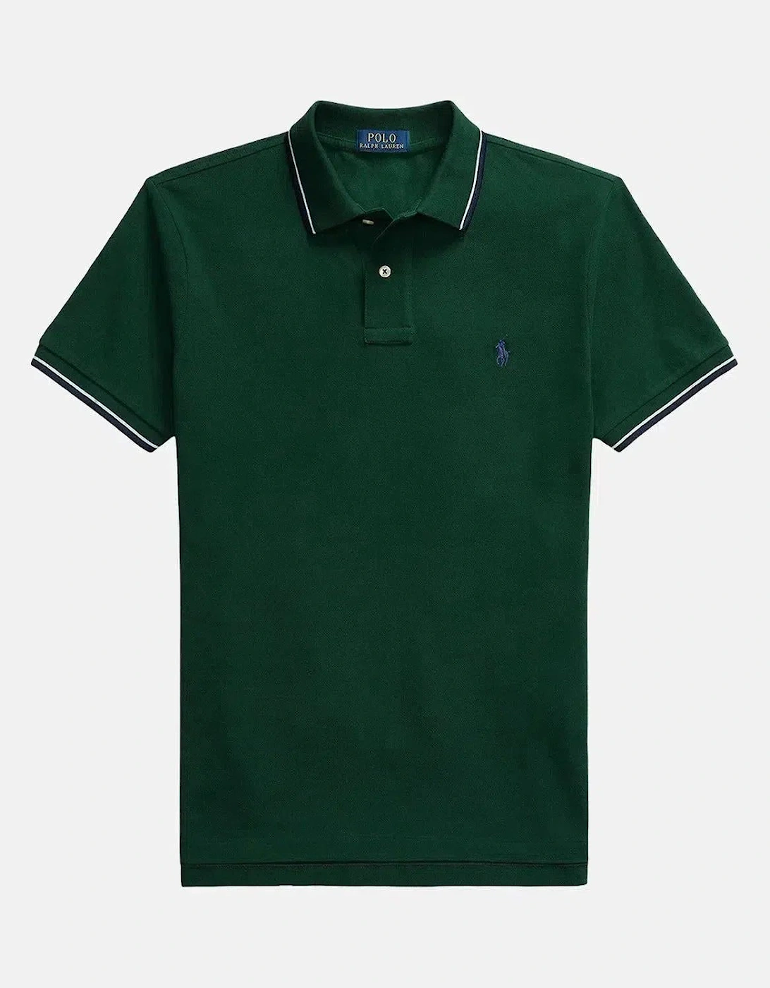 RALPH LAUREN CUSTOM SLIM FIT MESH TIPPED POLO SHIRT MOSS