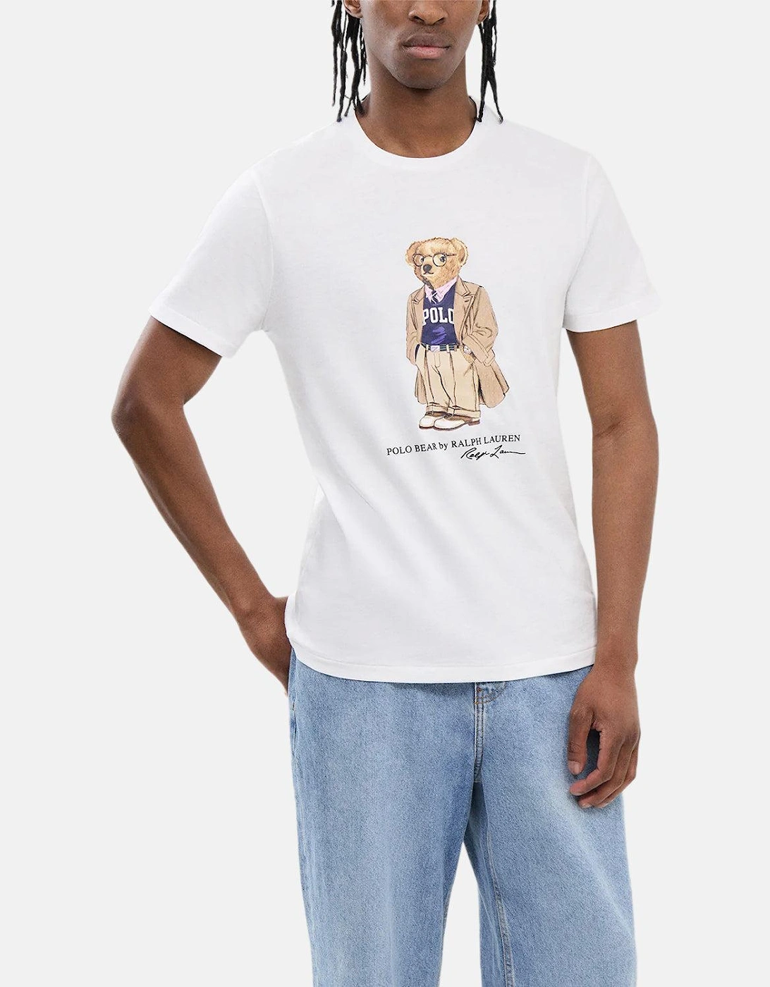 RALPH LAUREN CUSTOM SLIM FIT BEAR JERSEY T-SHIRT WHITE