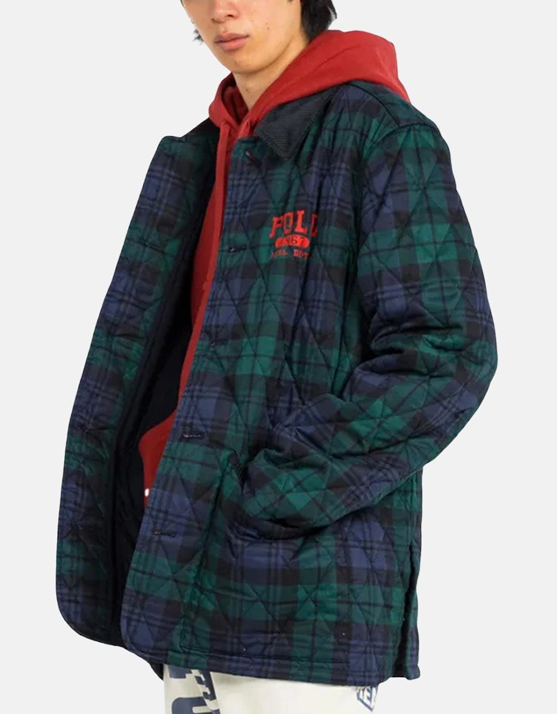 RALPH LAUREN LOGO PLAID BARN COAT HERITAGE BLACKWATCH