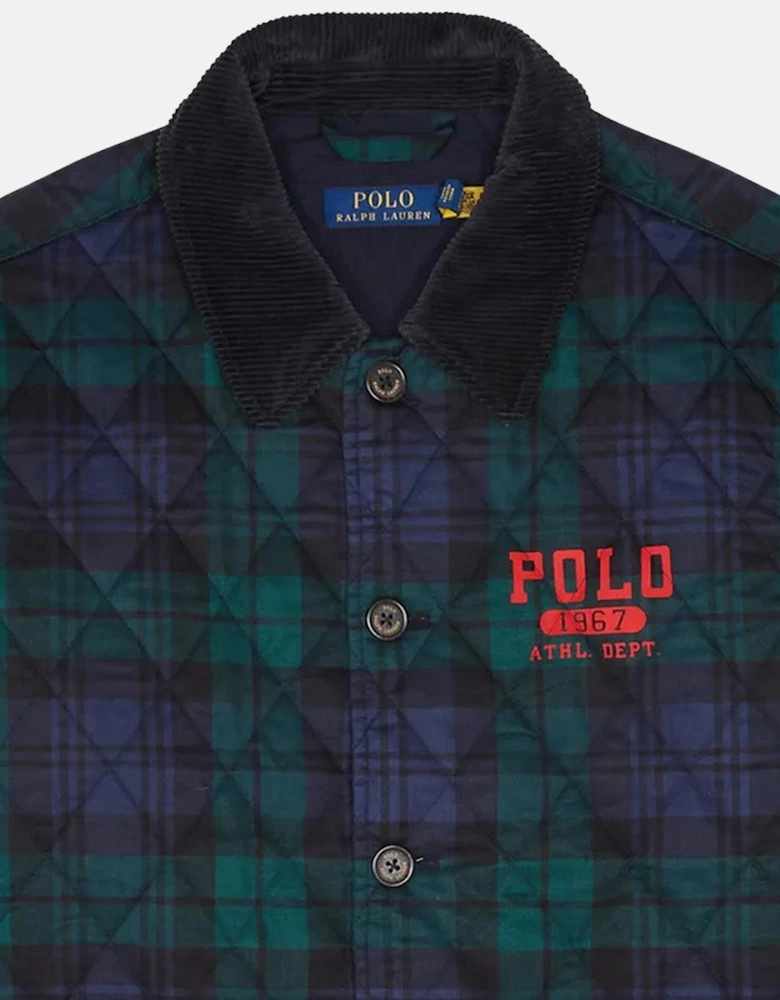 RALPH LAUREN LOGO PLAID BARN COAT HERITAGE BLACKWATCH