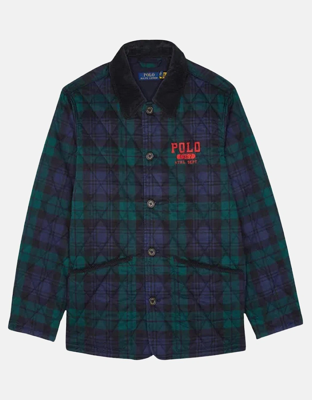 RALPH LAUREN LOGO PLAID BARN COAT HERITAGE BLACKWATCH
