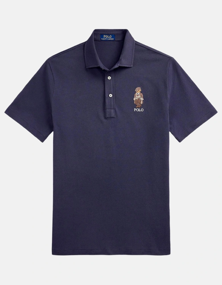 RALPH LAUREN CUSTOM SLIM FIT POLO BEAR POLO SHIRT FADED BLUE HRTG BEAR