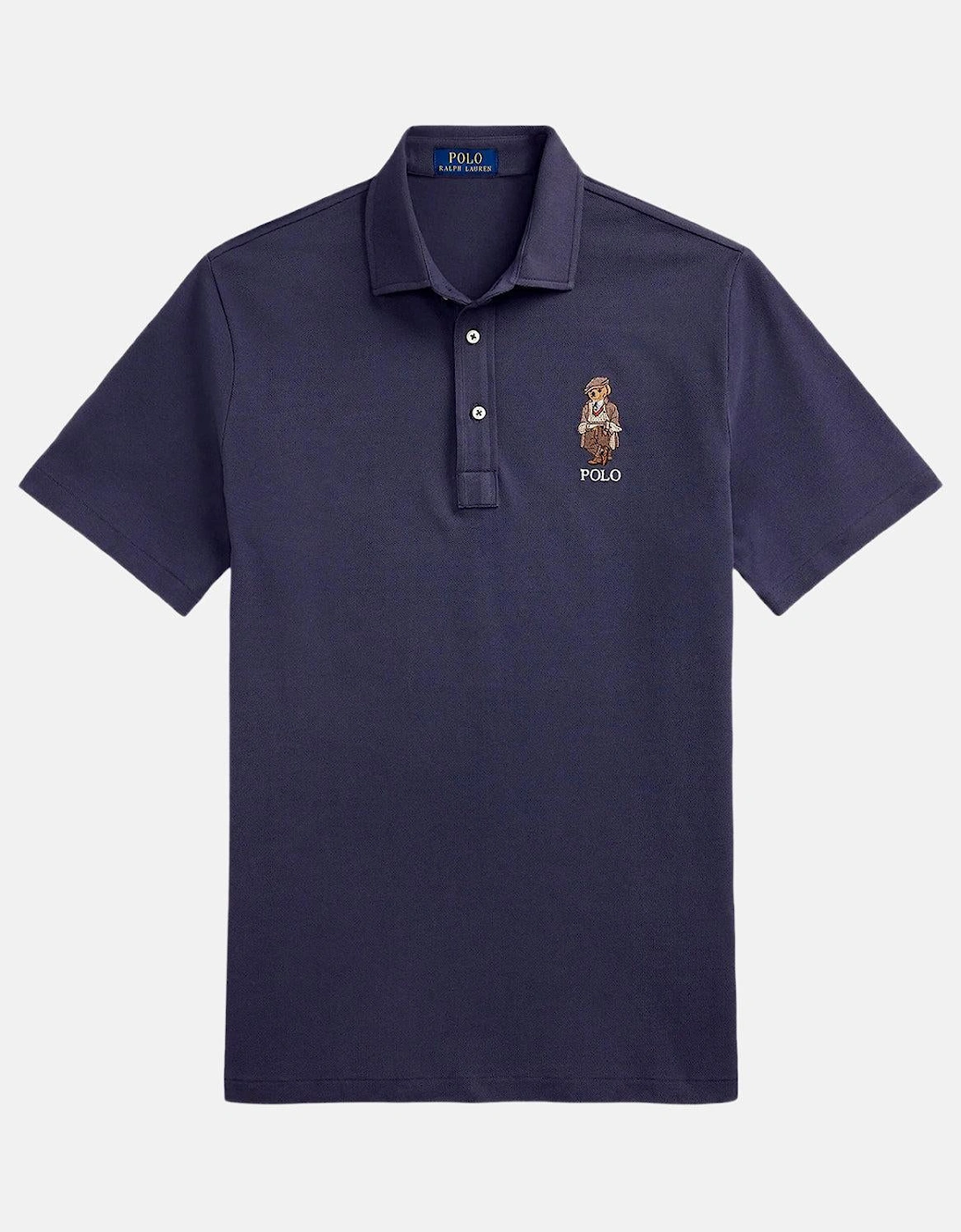 RALPH LAUREN CUSTOM SLIM FIT POLO BEAR POLO SHIRT FADED BLUE HRTG BEAR