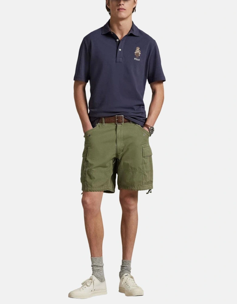 RALPH LAUREN CUSTOM SLIM FIT POLO BEAR POLO SHIRT FADED BLUE HRTG BEAR