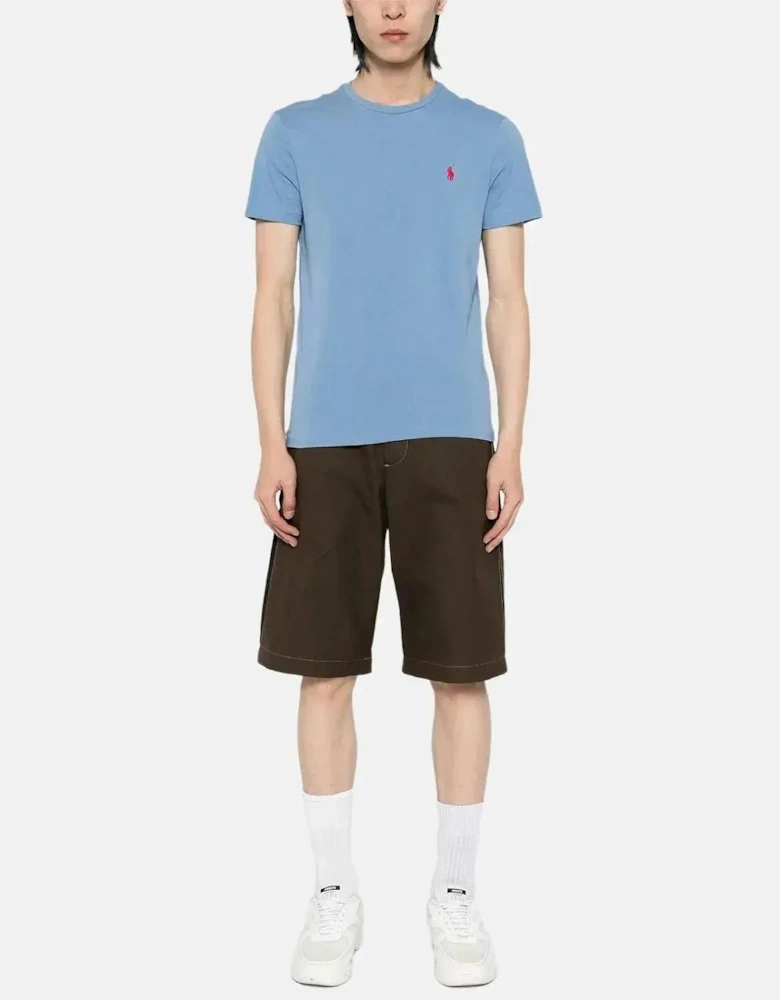 RALPH LAUREN CUSTOM SLIM FIT JERSEY T-SHIRT CAMPUS BLUE