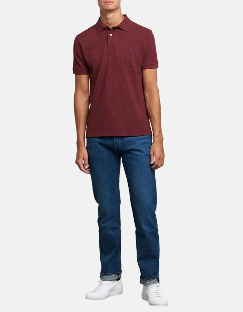 RALPH LAUREN MENS CUSTOM SLIM FIT MESH POLO SHIRT SPRING WINE HEATHER