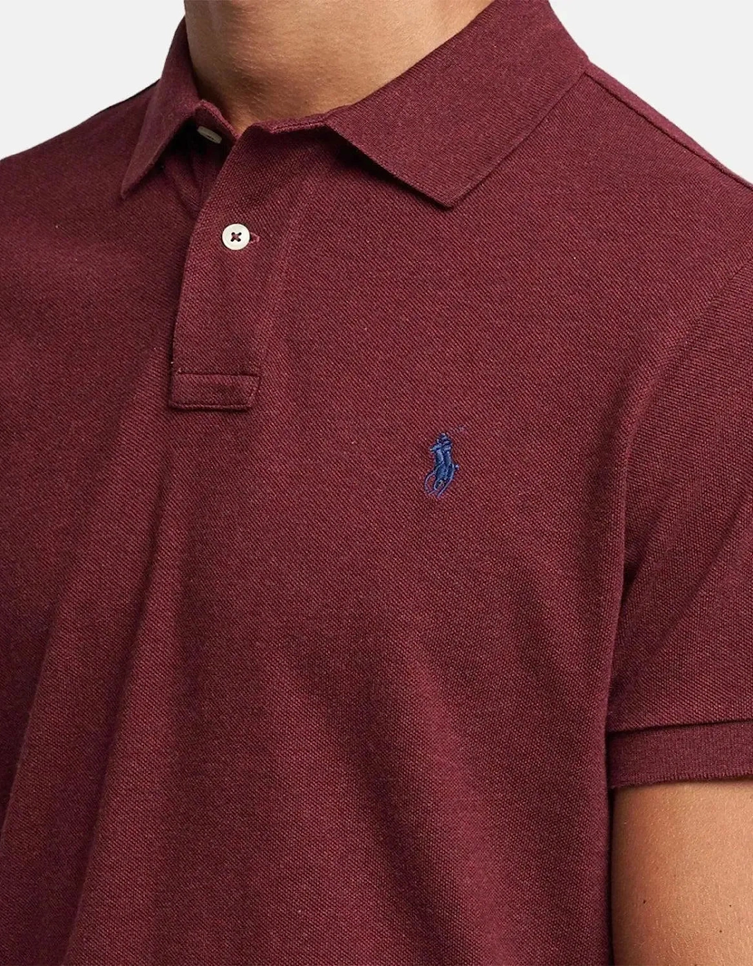 RALPH LAUREN MENS CUSTOM SLIM FIT MESH POLO SHIRT SPRING WINE HEATHER