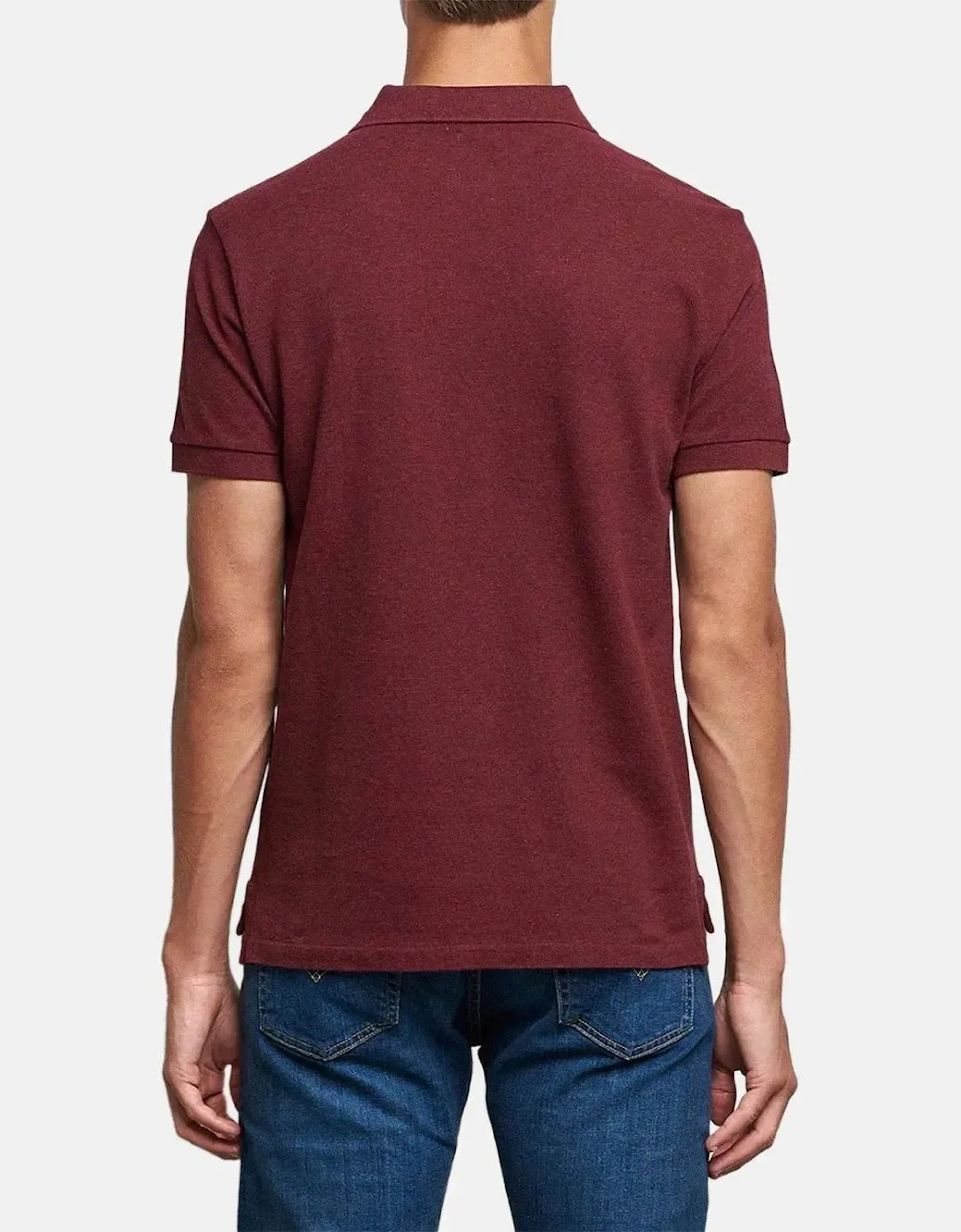RALPH LAUREN MENS CUSTOM SLIM FIT MESH POLO SHIRT SPRING WINE HEATHER