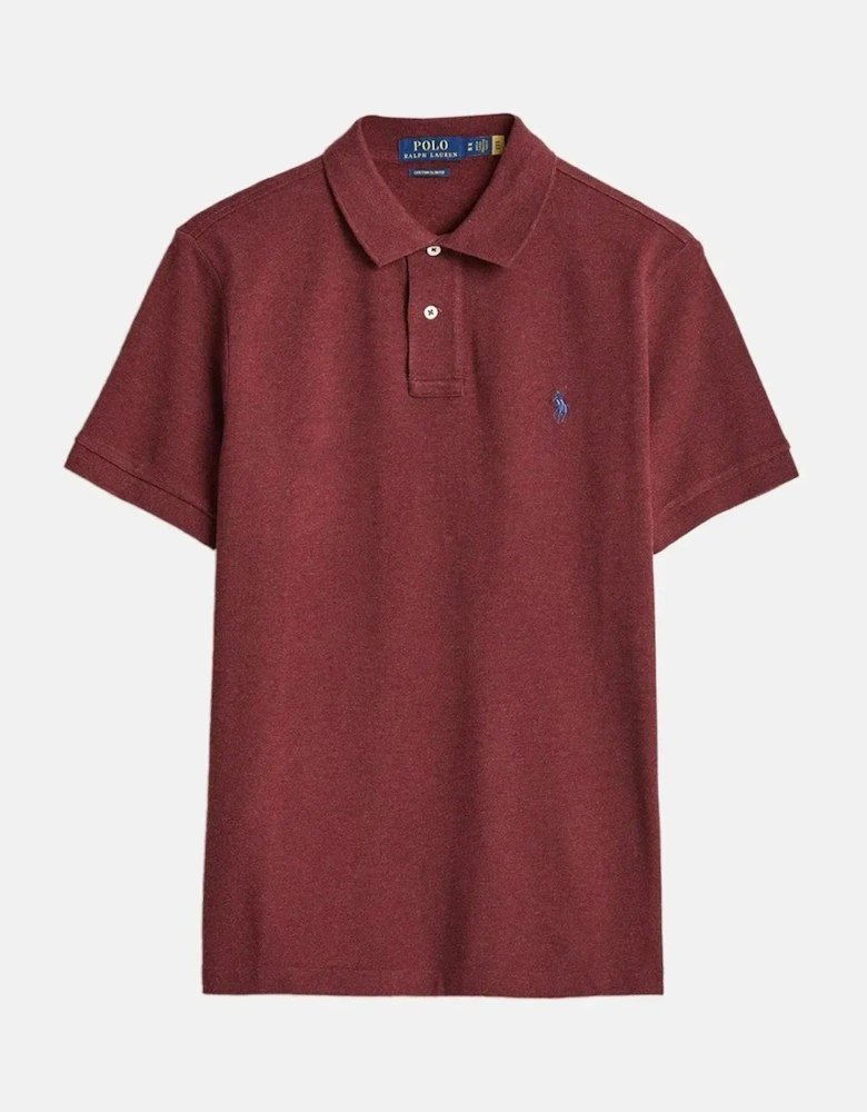 RALPH LAUREN MENS CUSTOM SLIM FIT MESH POLO SHIRT SPRING WINE HEATHER