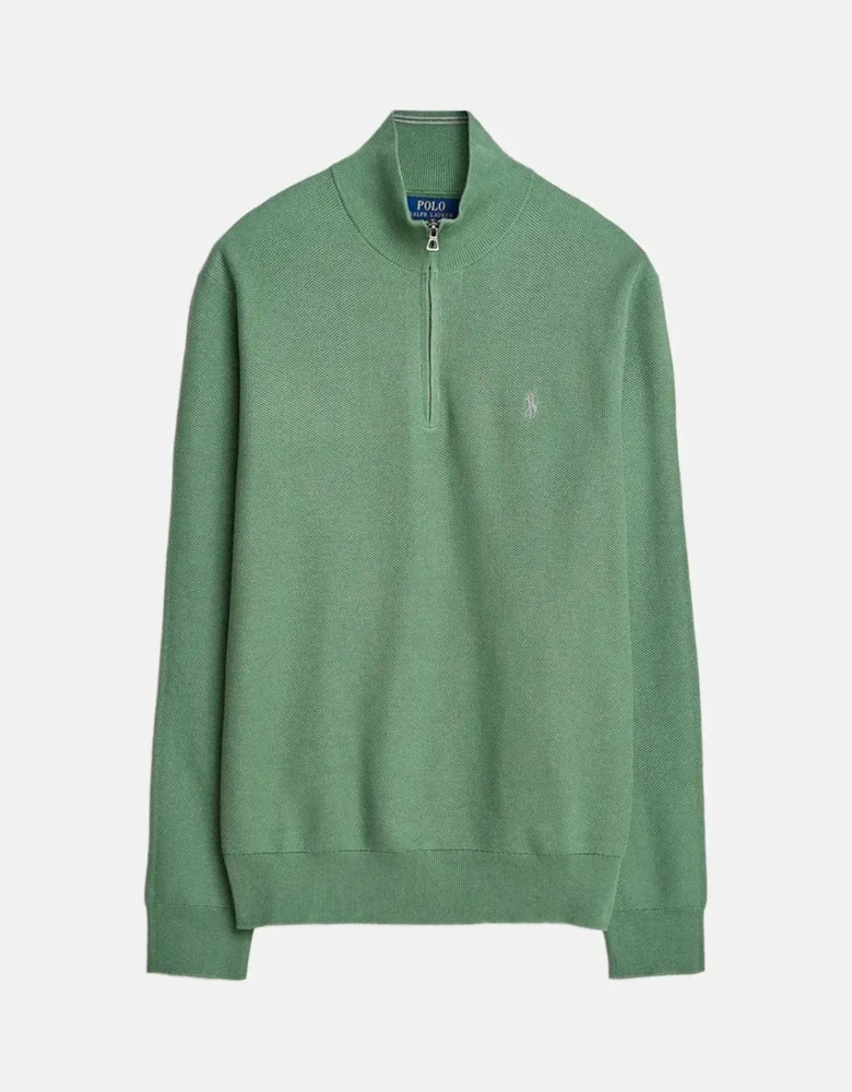 RALPH LAUREN MENS MESH KNIT COTTON 1/4 ZIP JUMPER FATIGUE