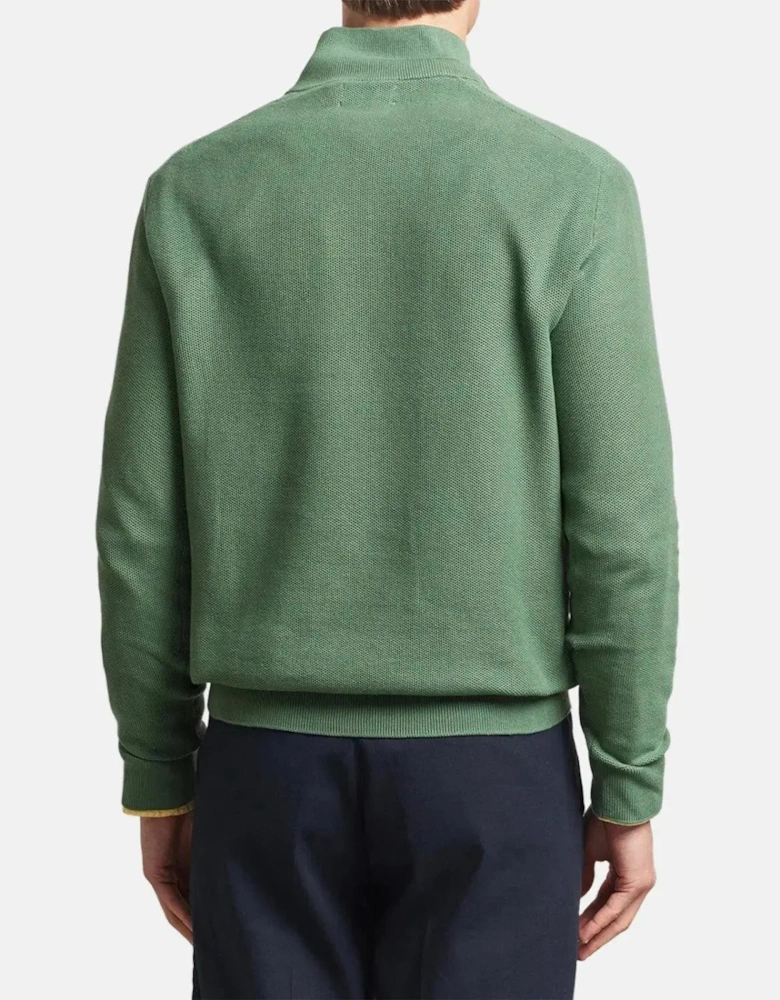 RALPH LAUREN MENS MESH KNIT COTTON 1/4 ZIP JUMPER FATIGUE