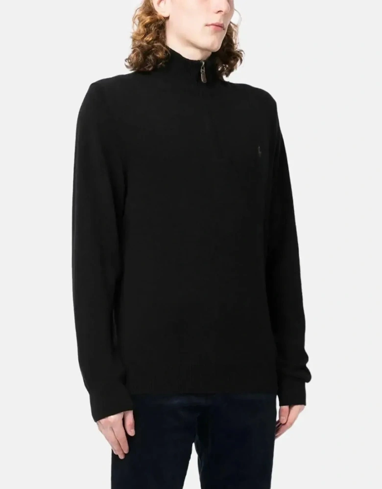 RALPH LAUREN MENS WOOL 1/4 ZIP JUMPER BLACK