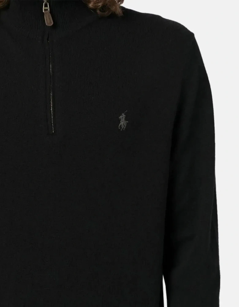 RALPH LAUREN MENS WOOL 1/4 ZIP JUMPER BLACK