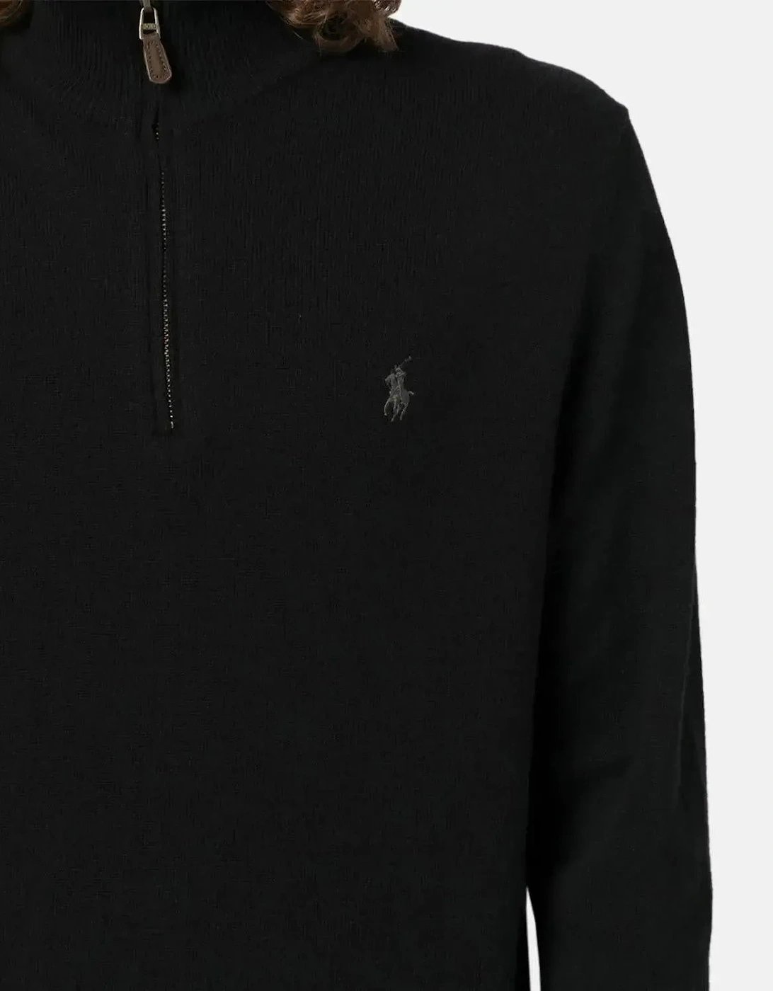 RALPH LAUREN MENS WOOL 1/4 ZIP JUMPER BLACK