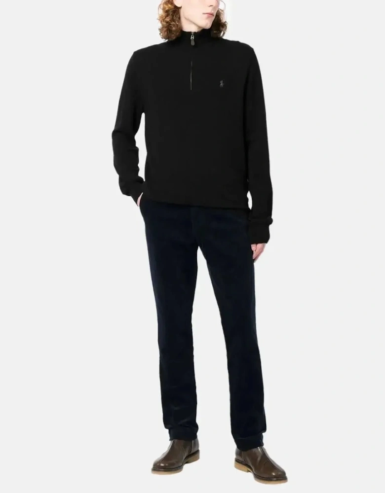 RALPH LAUREN MENS WOOL 1/4 ZIP JUMPER BLACK