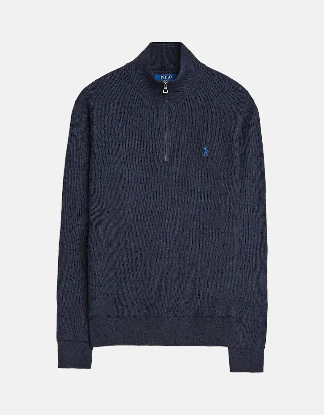 RALPH LAUREN MENS MESH KNIT COTTON 1/4 ZIP JUMPER HEATHER NAVY, 6 of 5
