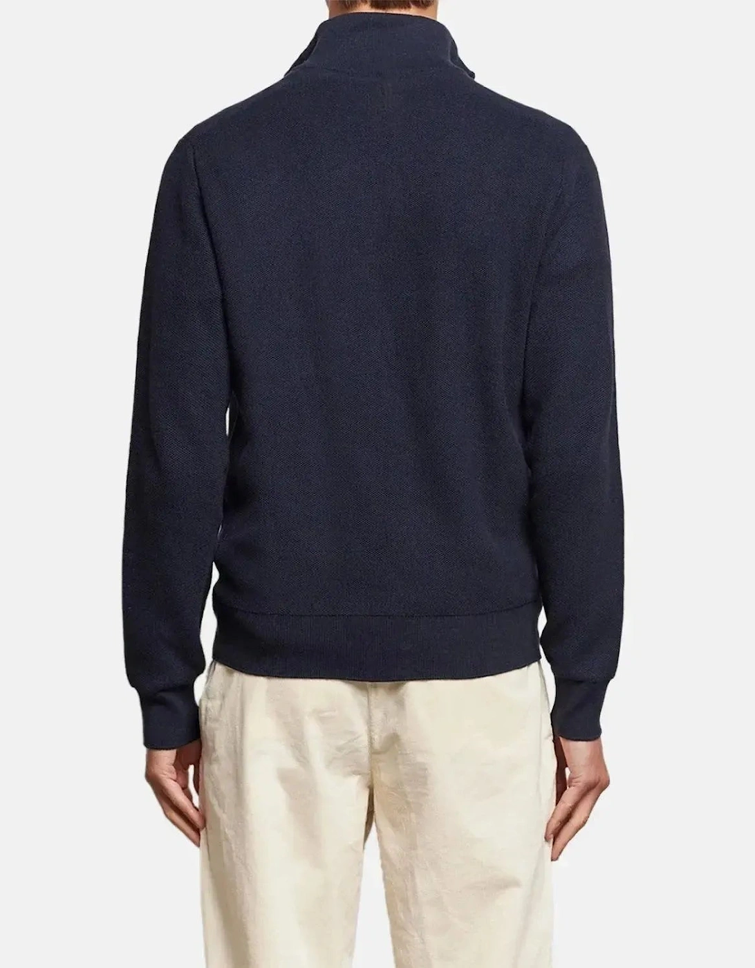 RALPH LAUREN MENS MESH KNIT COTTON 1/4 ZIP JUMPER HEATHER NAVY
