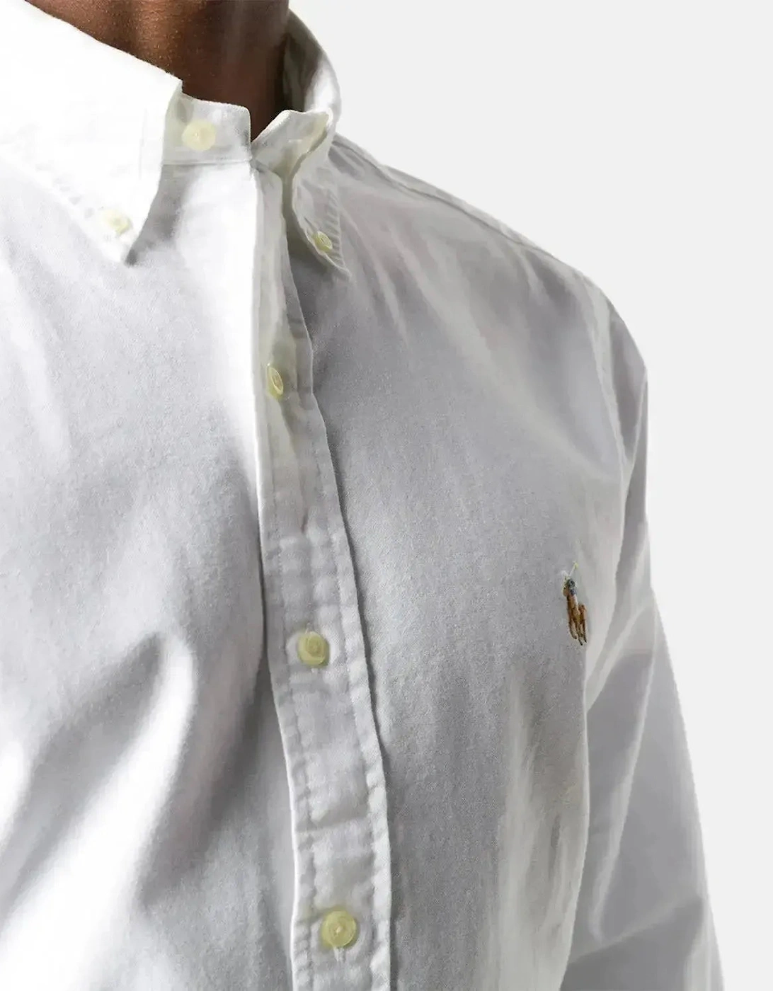 RALPH MENS LAUREN CUSTOM FIT OXFORD SHIRT WHITE