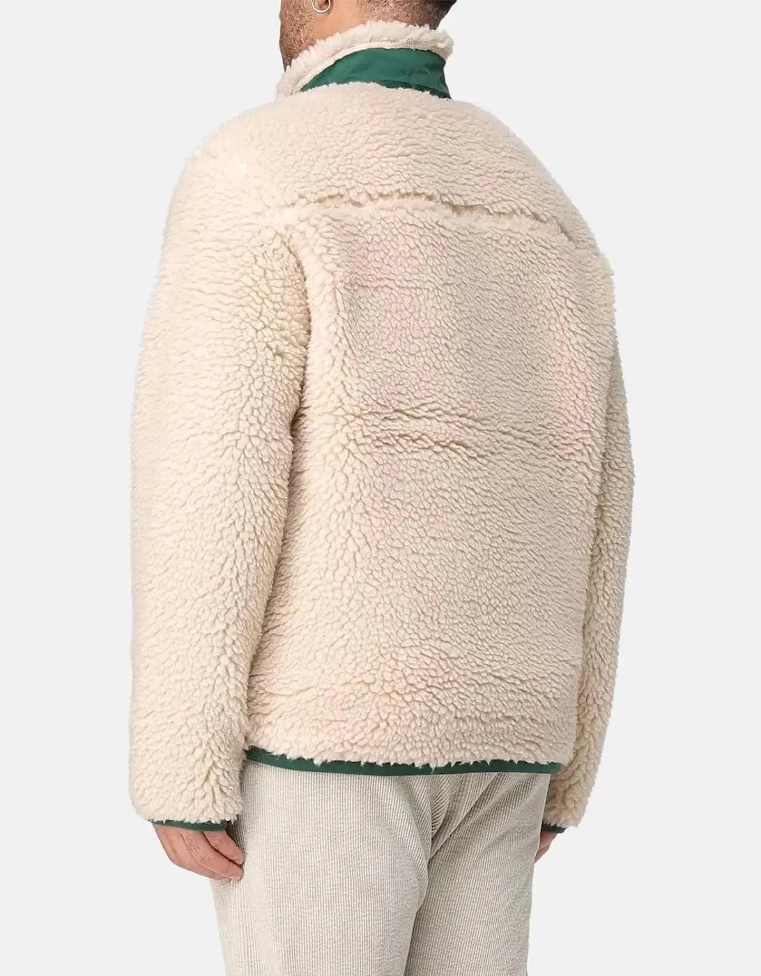 RALPH LAUREN MENS WOOL BORG LOGO SHERPA ZIP THROUGH FLEECE RANCH CREAM