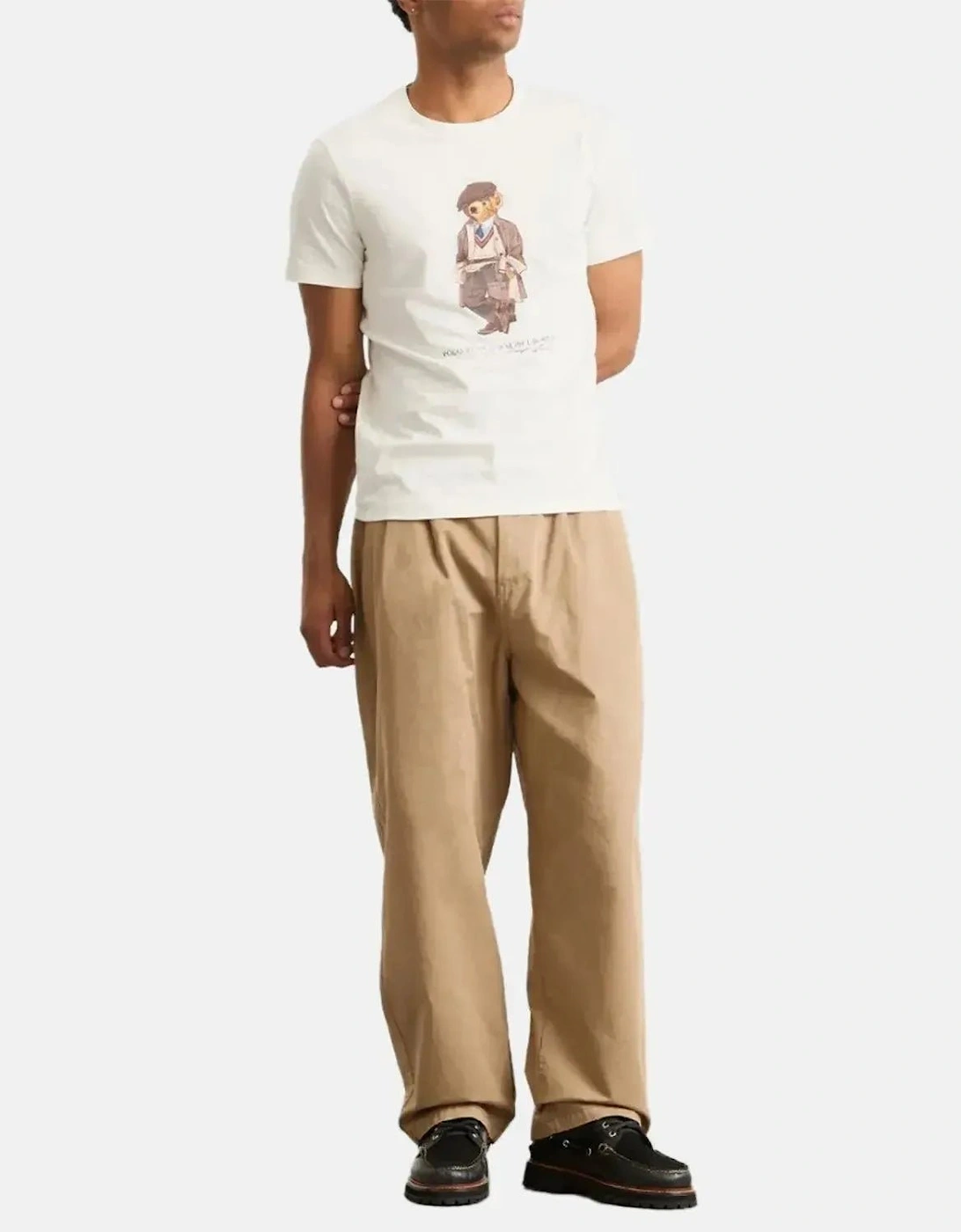 RALPH LAUREN MENS CUSTOM SLIM FIT POLO BEAR T-SHIRT DECKWASH WHITE HRTG