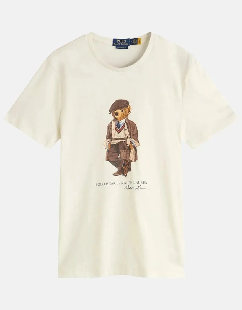 RALPH LAUREN MENS CUSTOM SLIM FIT POLO BEAR T-SHIRT DECKWASH WHITE HRTG